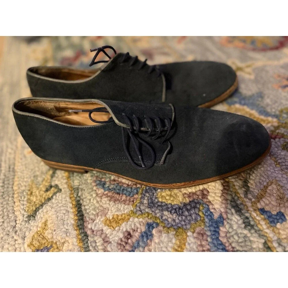Vintage 70’s retro Navy Blue Suede Oxfords by Hudson Shoes Navy Blue EU 43